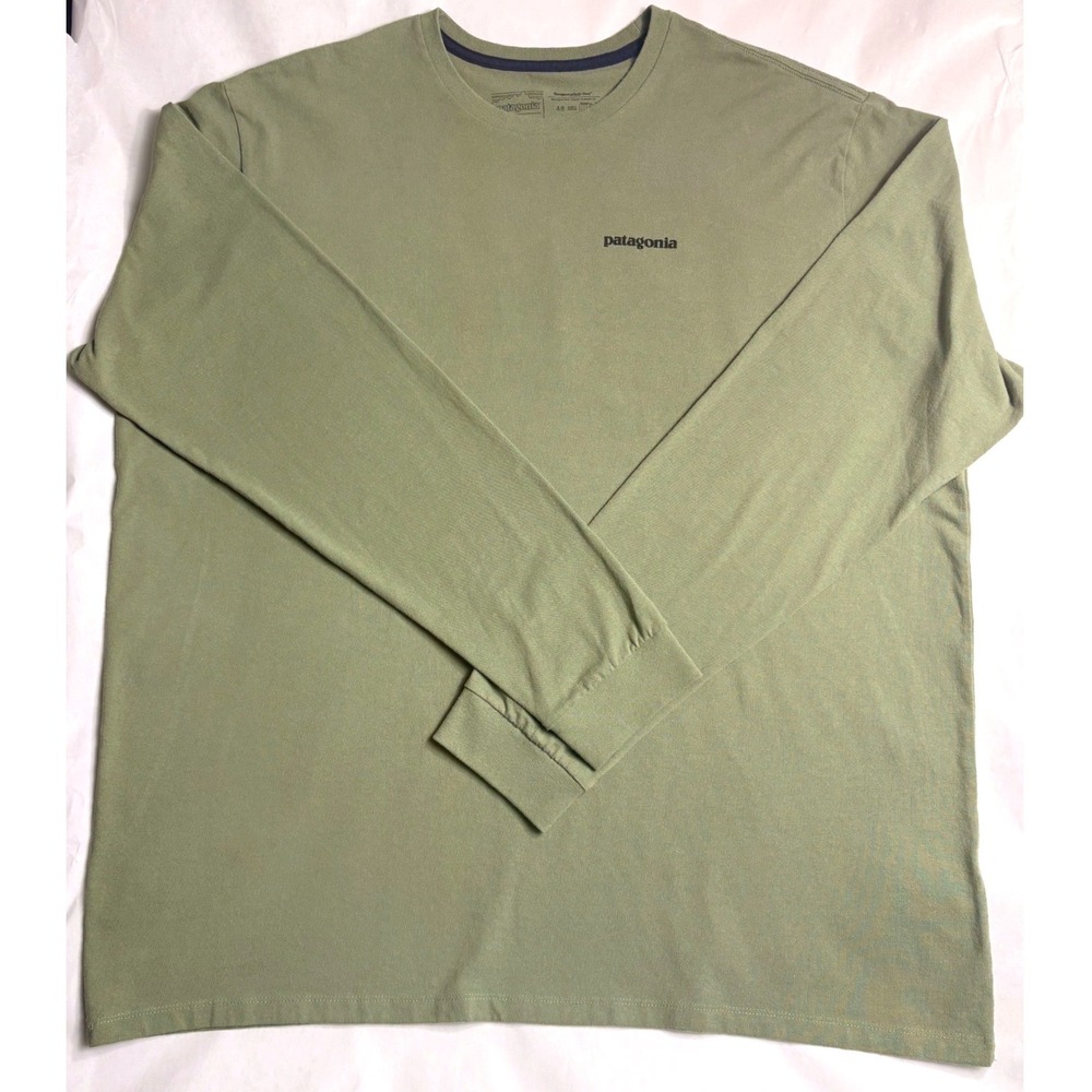 Patagonia Responsibili-Tee Long Sleeve Shirt Sage Green P-6 Logo XXL Mens - Picture 2 of 6